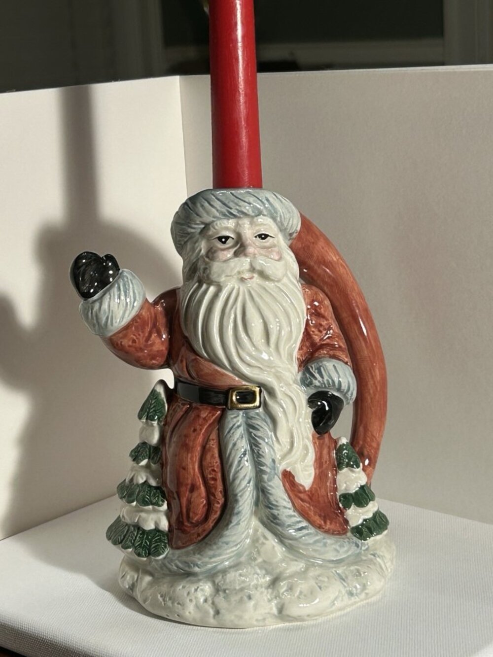 OCI Vintage Santa Candle Holder Christmas Decor Old Fashioned Santa